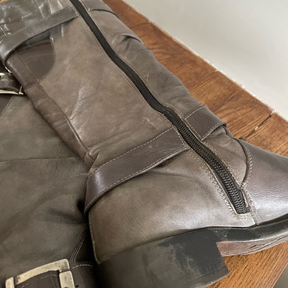 Italian grey leather boots - Picture 2 of 4